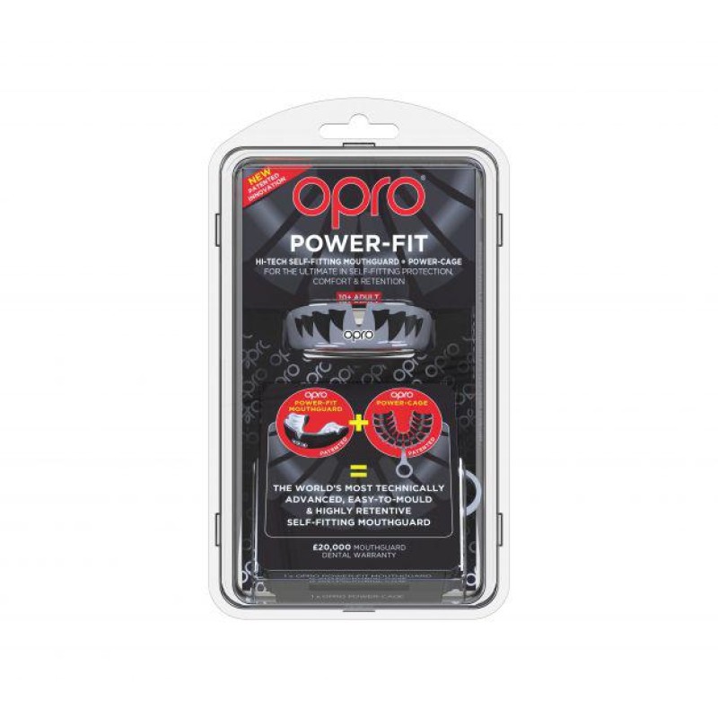 Капа OPRO Power - Fit Aggression-Jaws Silver / White фото товару