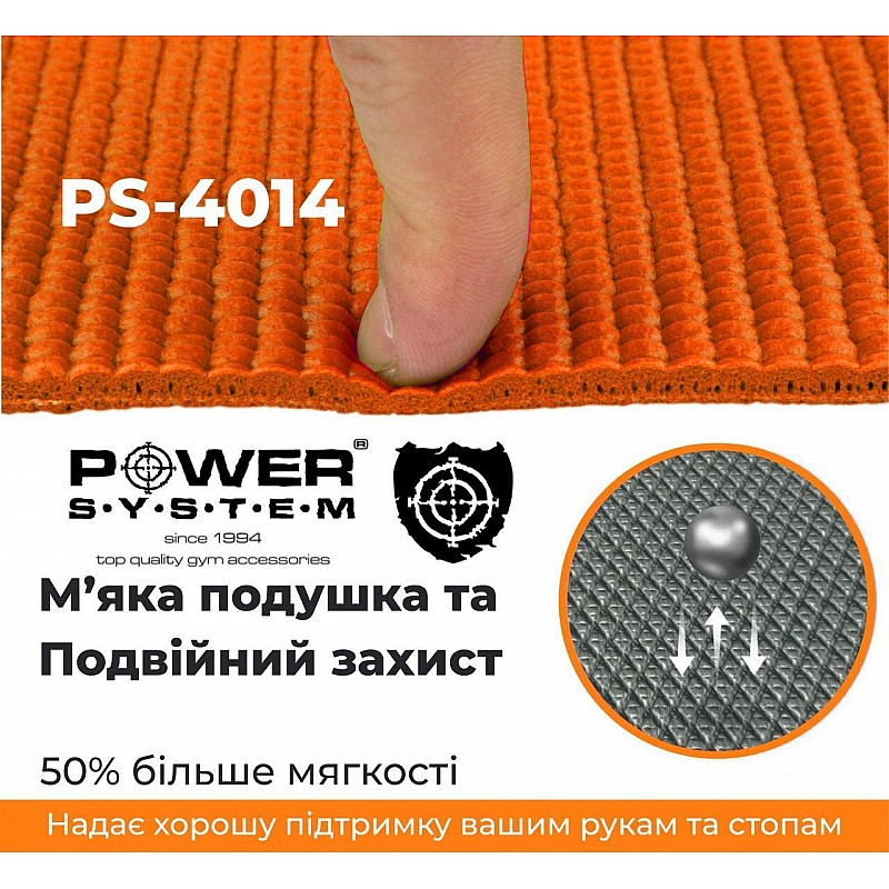 Коврик для йоги и фитнеса Power System  PS-4014 FITNESS-YOGA MAT Orange фото товару