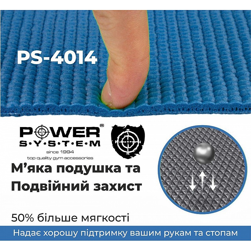 Коврик для йоги и фитнеса Power System  PS-4014 FITNESS-YOGA MAT Blue фото товара