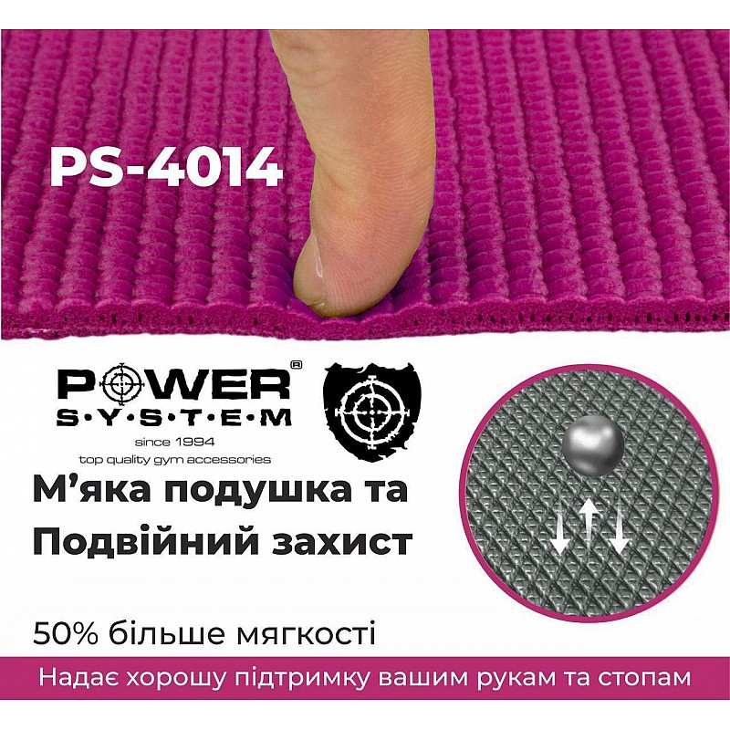 Коврик для йоги и фитнеса Power System  PS-4014 FITNESS-YOGA MAT Pink фото товару