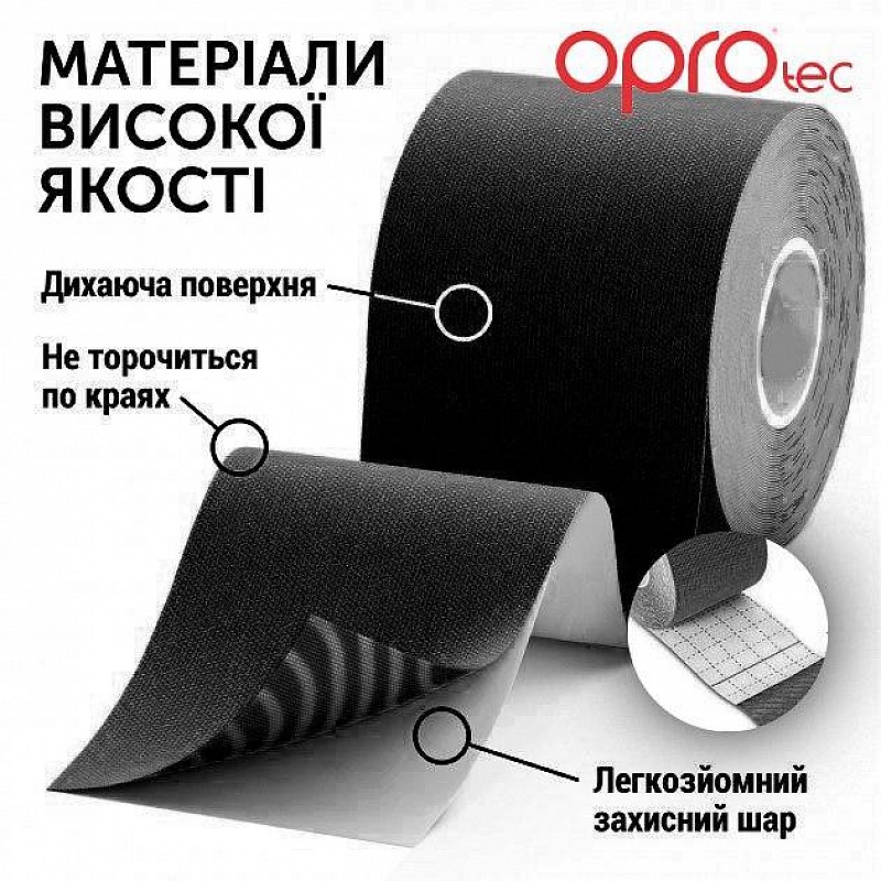 Кинезиологический тейп OPROtec Kinesiology Tape TEC57541 черный 5cм*5м фото товара