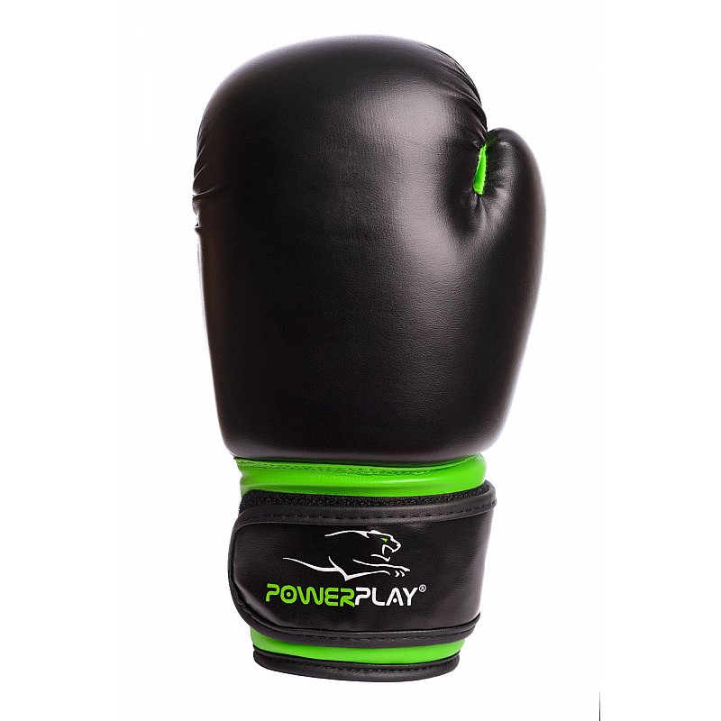 Боксерські рукавиці PowerPlay 3004 JR Чорно-Зелені 6 унцій фото товару