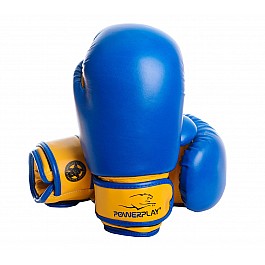 Боксерські рукавиці PowerPlay 3004 JR Синьо-Жовті 8 унцій