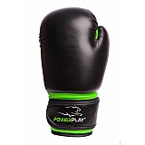 Боксерські рукавиці PowerPlay 3004 JR Чорно-Зелені 8 унцій фото товару