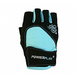 Рукавички для фітнесу PowerPlay 1728 A жіночі Чорно-Блакитні XS