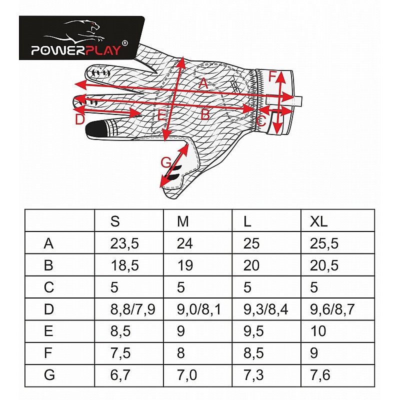 Рукавички для бігу PowerPlay 6607 Чорно-Червоні XL фото товару