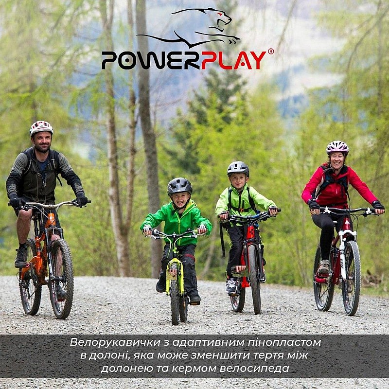 Велорукавички PowerPlay 002 C Зелені XL фото товару