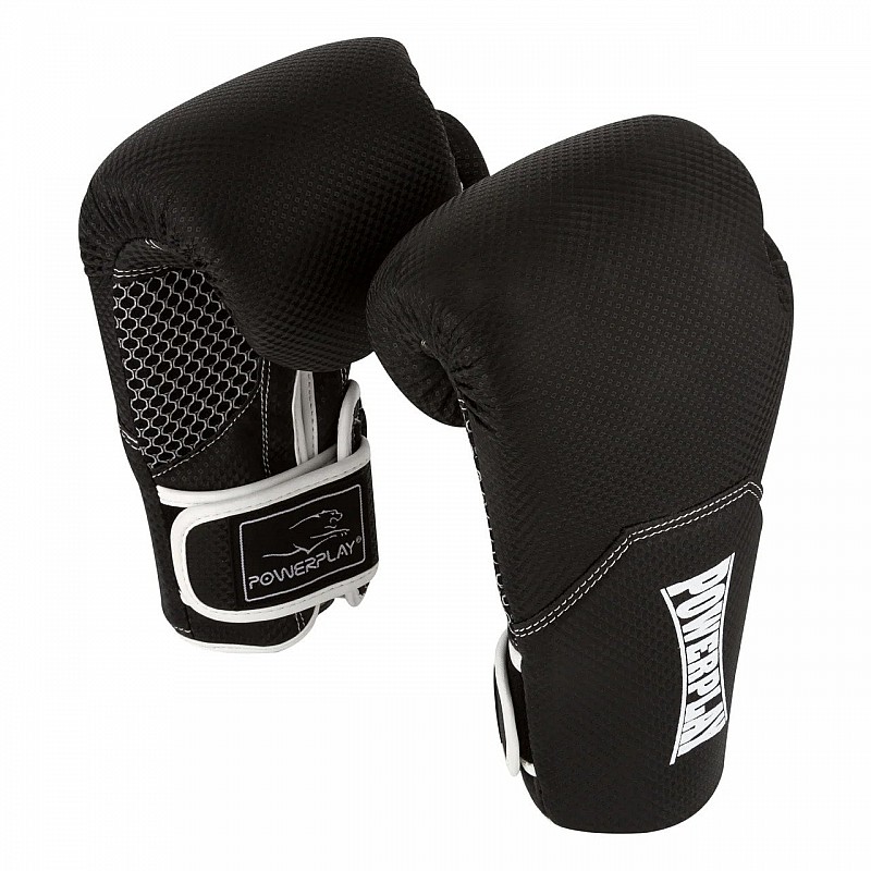 Боксерські рукавиці PowerPlay 3011 Чорно-Білі карбон 16 унцій фото товара