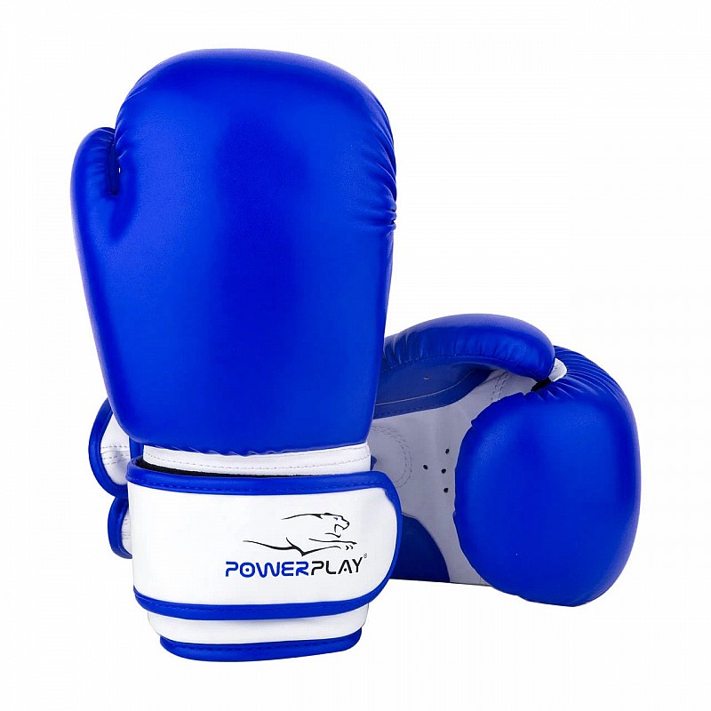 Боксерские перчатки PowerPlay 3004 JR Сине-белые 6 унций фото товара