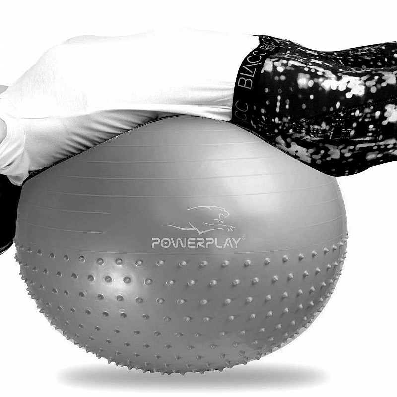 Мяч для фитнесу PowerPlay 4003 65см Сірий фото товару