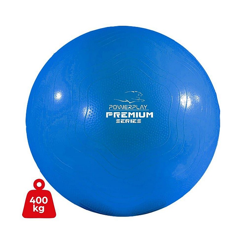 Мяч для фітнесу укріплений PowerPlay 4000 Premium 65см Синій + насос фото товару