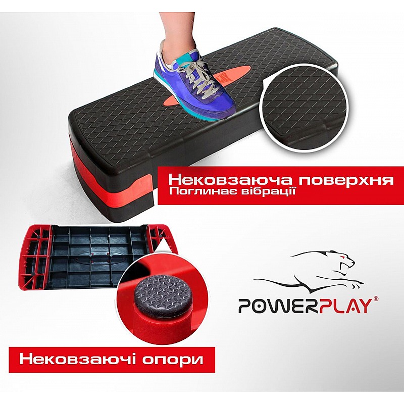 Cтеп-платформа PowerPlay 4328 (2 уровня 10-15 см) черно-красная фото товара