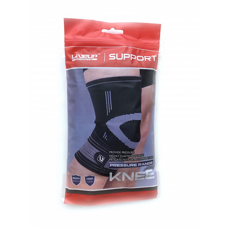 Фіксатор коліна LiveUp KNEE SUPPORT чорно-сірий фото товару