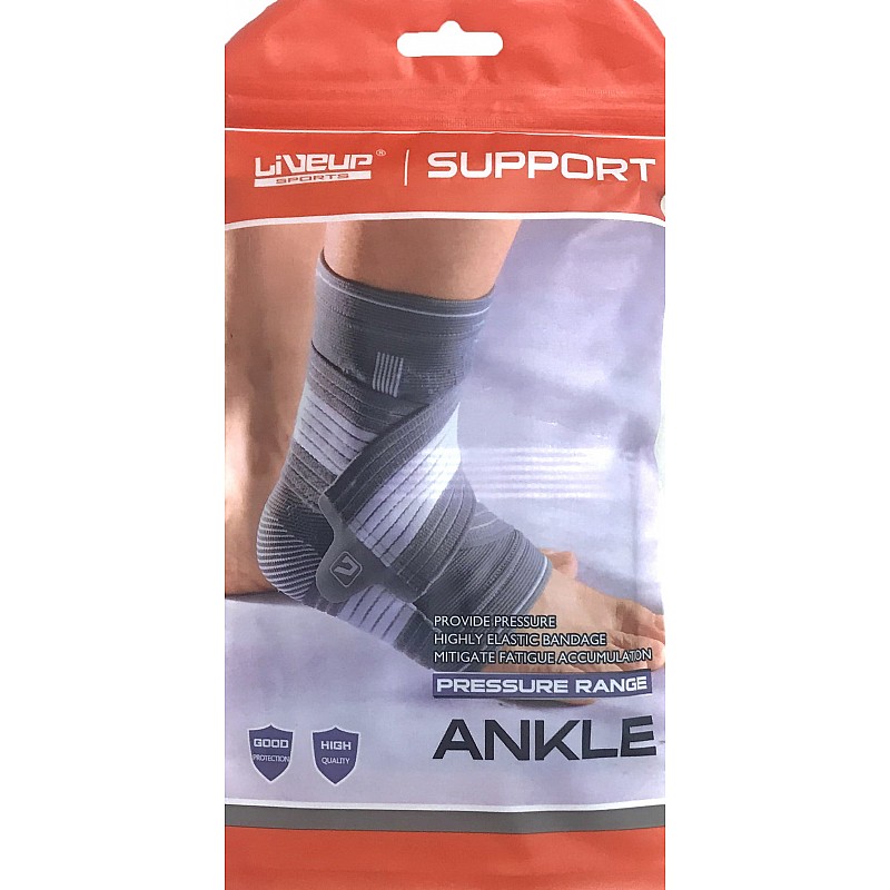 Фиксатор щиколотки LiveUP ANKLE SUPPORT серый/белый L фото товара