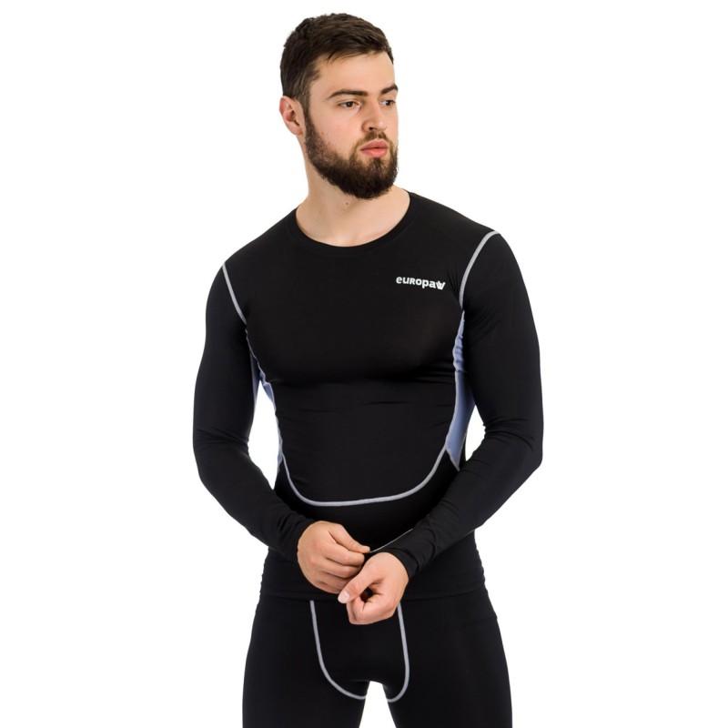 Футболка компрессионная LS Europaw PRO черно-серая [L] фото товара