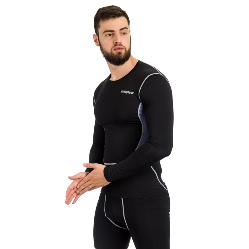 Футболка компрессионная LS Europaw PRO черно-серая [L] фото товара