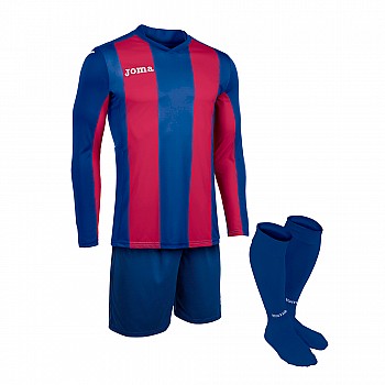 Комплект футболки з довгим рукавом, шорт і гетр PISA V поєднання синього і бордо L