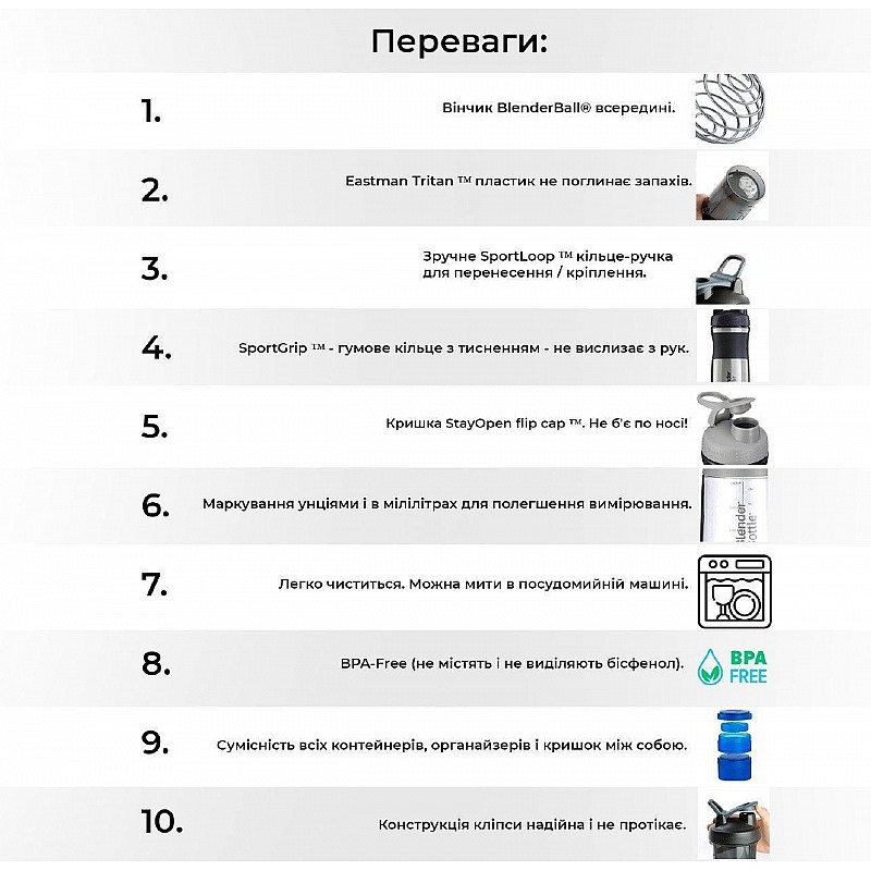 Шейкер спортивный BlenderBottle ProStak 22oz/650ml с 2-мя контейнерами Grey (ORIGINAL)