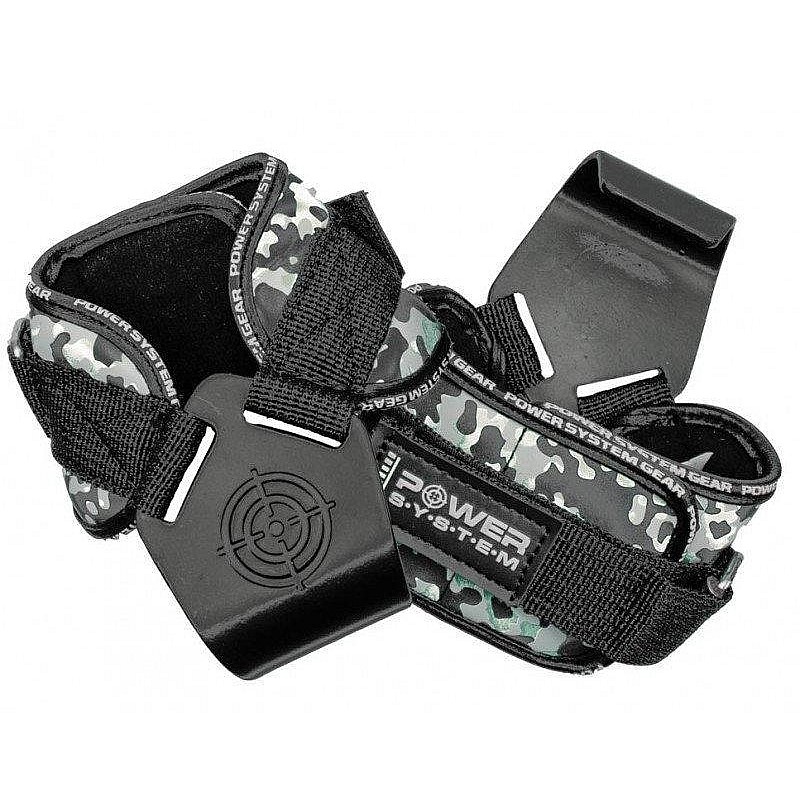 Крюки для тяги на запястья Power System Hooks Camo PS-3370 Black/Grey XL