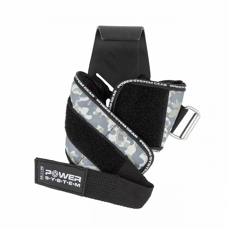 Крюки для тяги на запястья Power System Hooks Camo PS-3370 Black/Grey XL