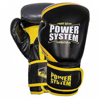 Боксерские перчатки PowerSystem PS 5005 Challenger Black/Yellow 10 унций
