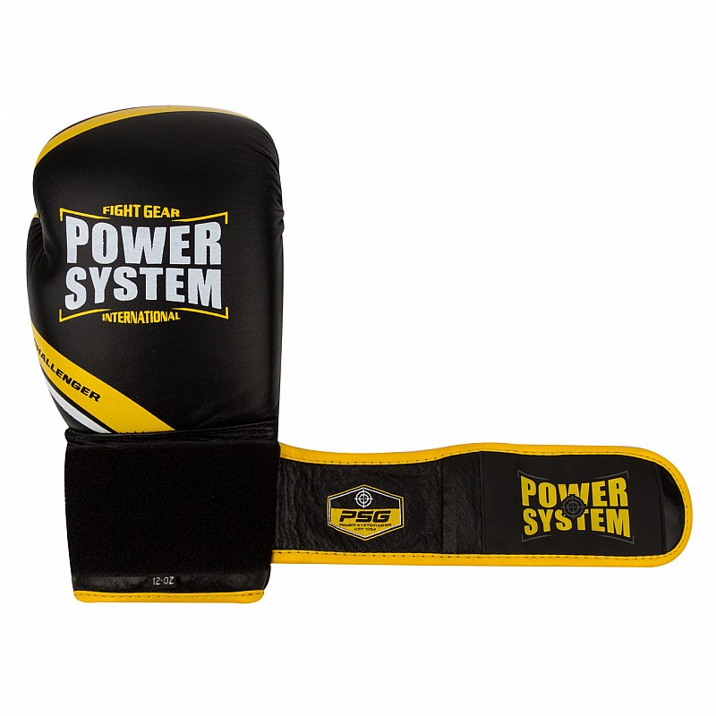 Боксерские перчатки PowerSystem PS 5005 Challenger Black/Yellow 10 унций