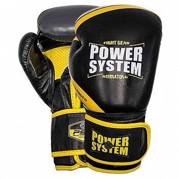 Боксерские перчатки PowerSystem PS 5005 Challenger Black/Yellow 14 унций