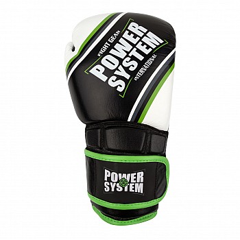Боксерские перчатки PowerSystem PS 5006 Contender Black/Green Line 12 унций - фото 2
