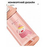 Бутылка для воды CASNO 690 мл KXN-1219 Розовая (Свинка) с соломинкой