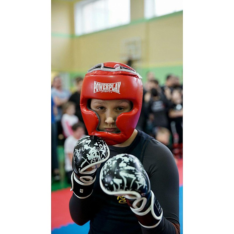 Боксерский шлем тренировочный PowerPlay 3100 PU Красный XS