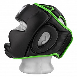 Боксерский шлем тренировочный PowerPlay 3100 PU Черно-зеленый S