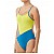 Суцільний жіночий купальник TYR Solid Splice Block Cutoutfit, Жовтий, 30, Yellow/Grey/Blue