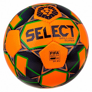 Мяч футбольный SELECT Brillant Super ПФЛ (015) помаран/сірий, 5
