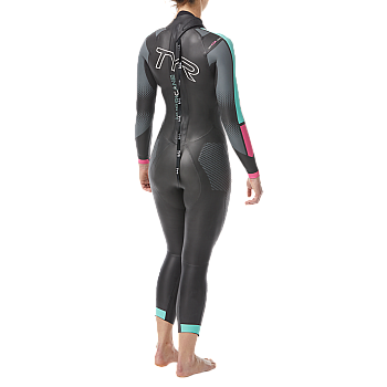 Гідрокостюм жіночий TYR Women’s Hurricane Wetsuit Cat 5, Чорний, XL, Black/Turquoise/Fuschia