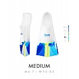 Ласти короткі TYR Stryker Silicone Fins, Blue/Yellow/Clear, M, Blue/Yellow/Clear