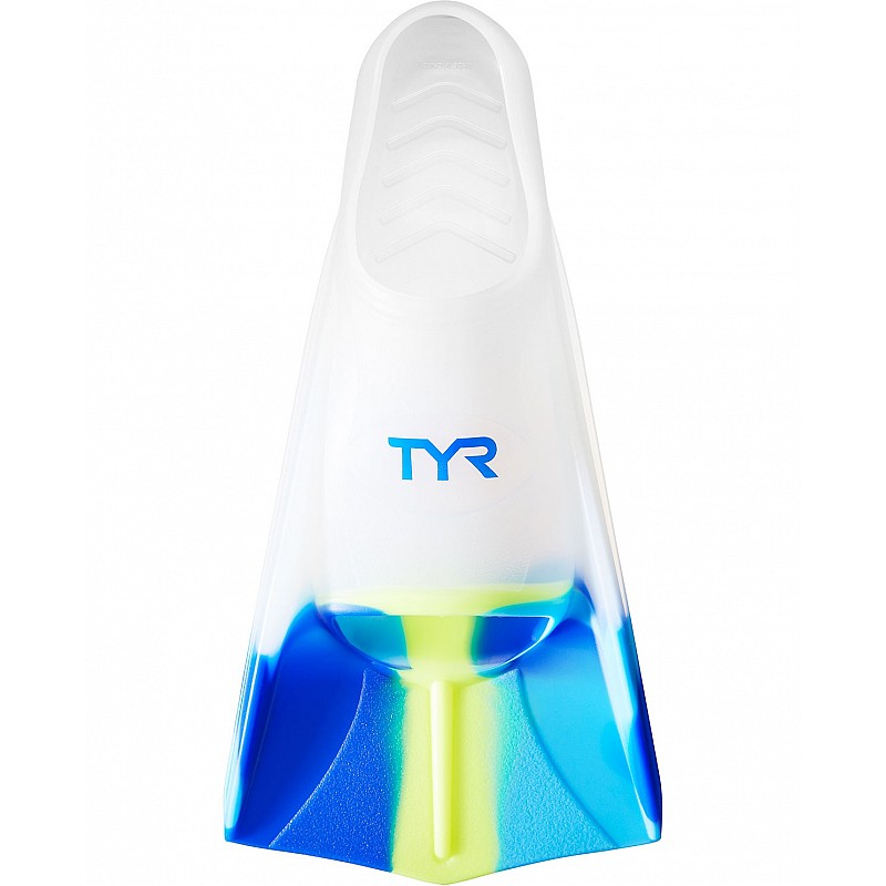 Ласти короткі TYR Stryker Silicone Fins, Blue/Yellow/Clear, M, Blue/Yellow/Clear