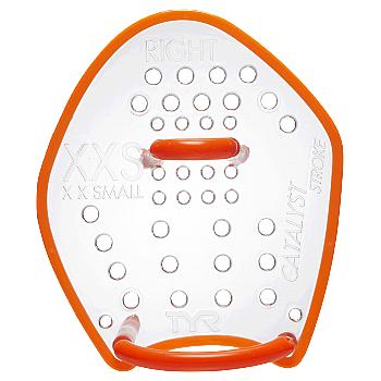 Лопатки для плавання TYR Catalyst Stroke Training Paddles, Оранжевый, XXS, CLEAR/ FL.ORANGE