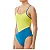 Суцільний жіночий купальник TYR Solid Splice Block Cutoutfit, Жовтий, 30, Yellow/Grey/Blue