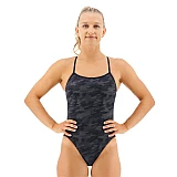 Суцільний жіночий купальник TYR Women's Blackout Camo Trinityfit, Black/Black, 26, Black/Black