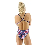 Суцільний жіночий купальник TYR Women's Homeland Cutoutfit, Red/White/Blue, 26, Red/White/Blue