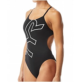Купальник TYR Biglogo Cutoutfit, Чорный, 32, Black/White