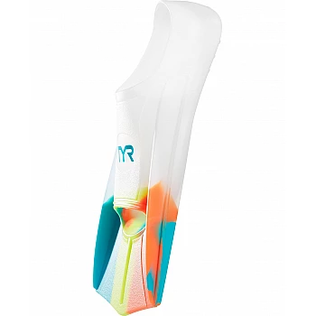 Ласти короткі TYR Stryker Silicone Fins, Orange/Teal/Yellow/Clear, S, Orange/Teal/Yellow/Clear