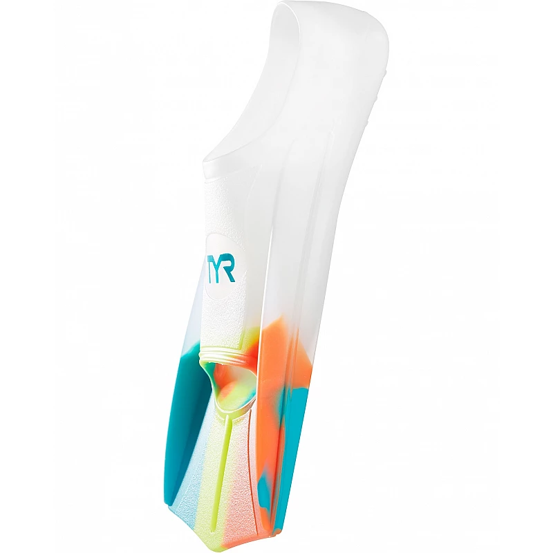 Ласти короткі TYR Stryker Silicone Fins, Orange/Teal/Yellow/Clear, S, Orange/Teal/Yellow/Clear