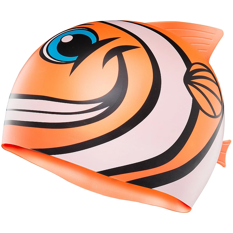 Шапочка для плавання TYR CharacTYRS Happy Fish Silicone Kids’ Swim Cap, Orange, Onesize, Orange