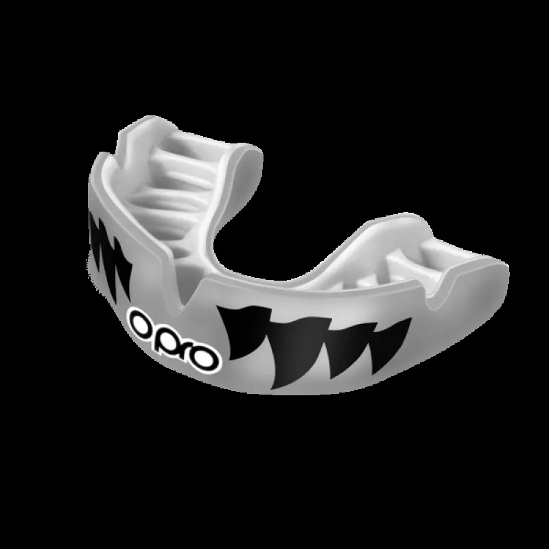 Капа OPRO Power - Fit Aggression-Jaws Silver / White фото товару