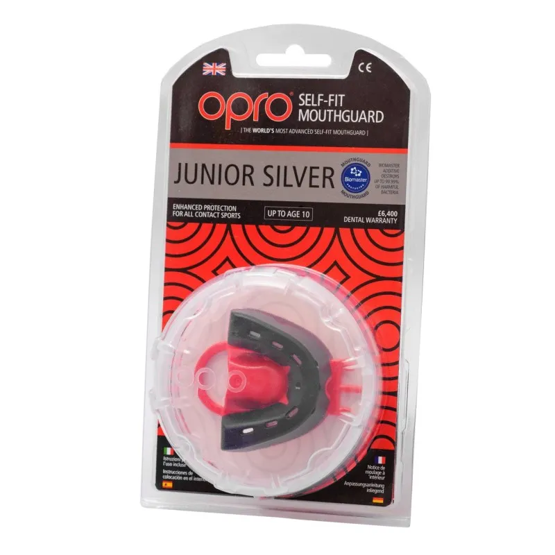 Капа OPRO Junior Silver Black/Red фото товару