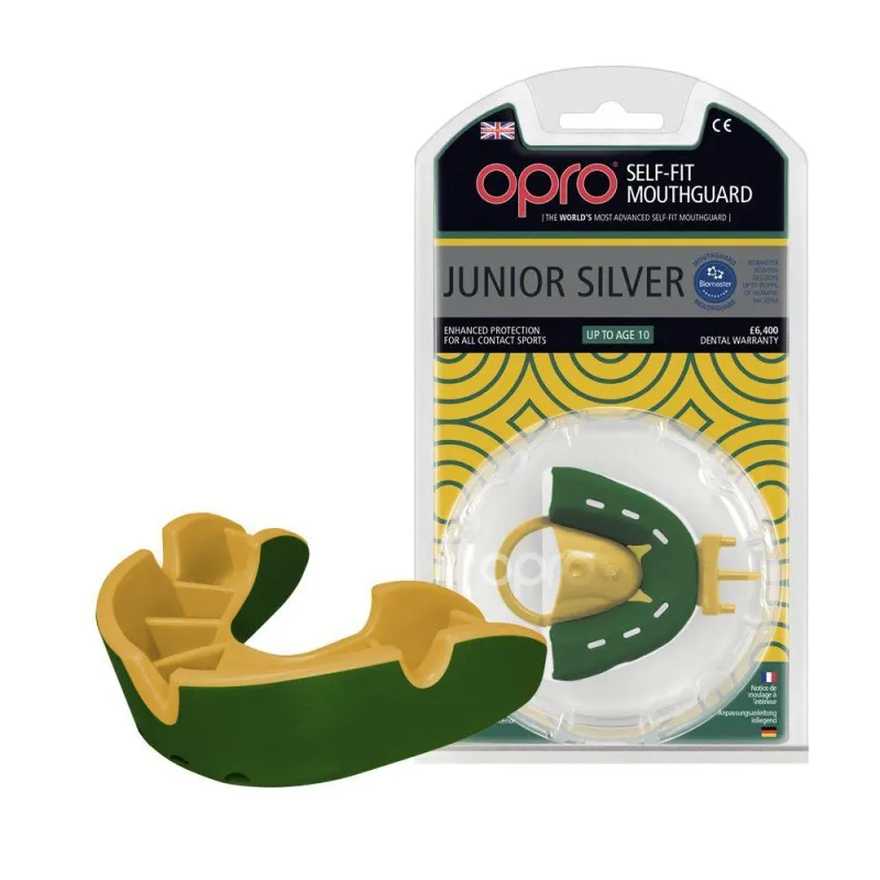 Капа OPRO Junior Silver Green/Gold фото товара