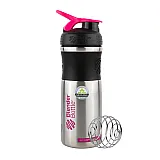 Спортивная бутылка-шейкер BlenderBottle SportMixer Stainless Steel Pink 820мл (из нержавеющей пищевой cтали) фото товара