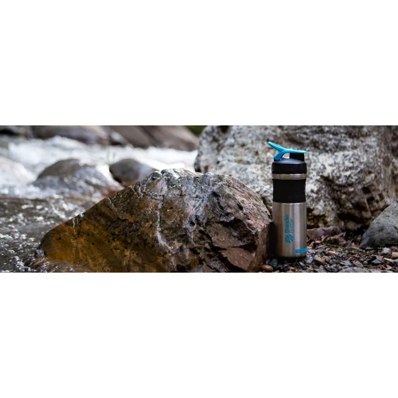 Спортивная бутылка-шейкер BlenderBottle SportMixer Stainless Steel Cyan 820мл (из нержавеющей пищевой cтали) фото товара
