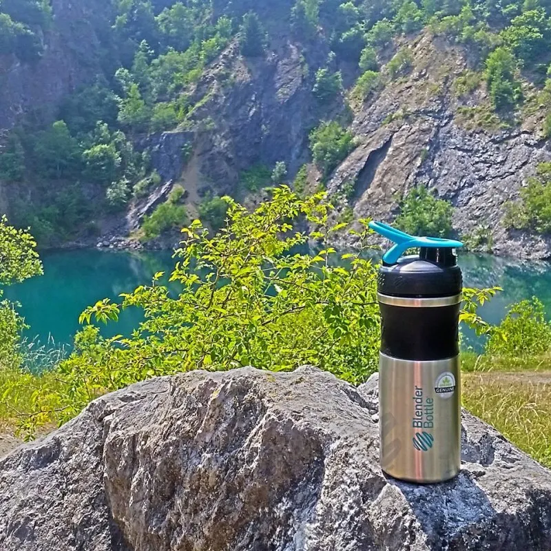 Спортивная бутылка-шейкер BlenderBottle SportMixer Stainless Steel Teal 820мл (из нержавеющей пищевой cтали) фото товара